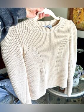 & Other Stories Paris Atelier Cream Ribbed Knit Sweater XS Minimal